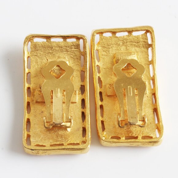 Guy Laroche Paris Earrings Vintage Clip On Egyptian Revival 3 Birds Retro - Picture 6 of 8